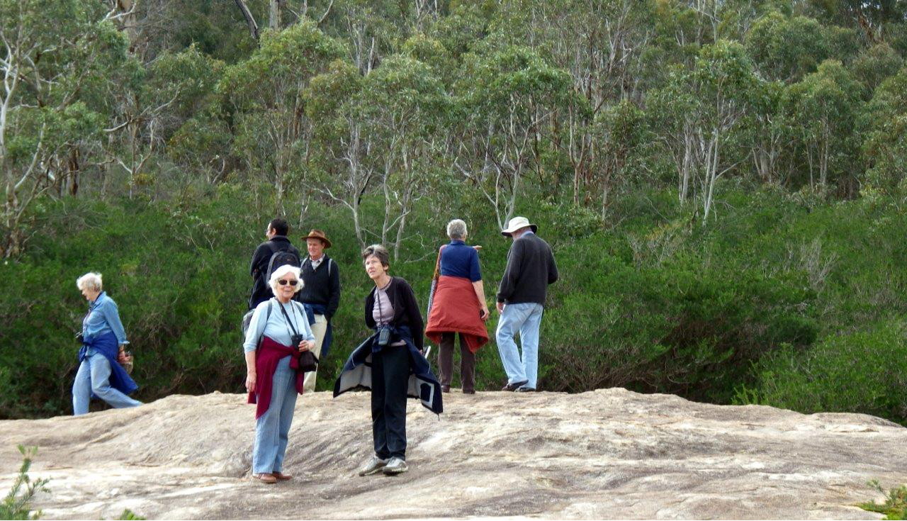 Group of DRB members on the granite outcrop at the Sixty foot falls Ellis Brook.